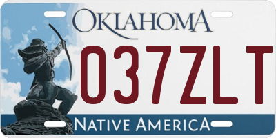 OK license plate 037ZLT