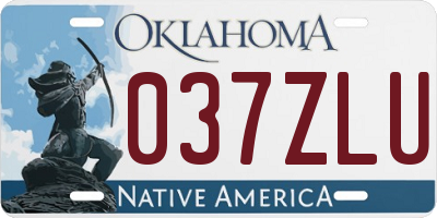 OK license plate 037ZLU