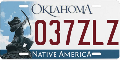 OK license plate 037ZLZ