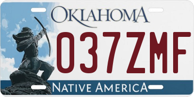 OK license plate 037ZMF