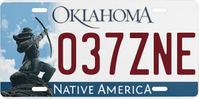 OK license plate 037ZNE