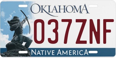 OK license plate 037ZNF