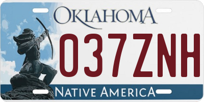 OK license plate 037ZNH