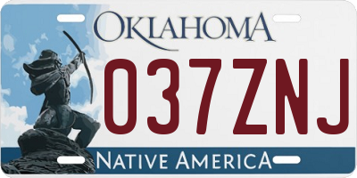 OK license plate 037ZNJ