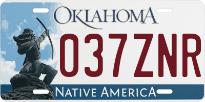 OK license plate 037ZNR
