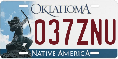 OK license plate 037ZNU