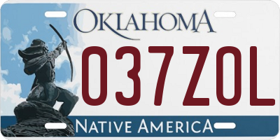 OK license plate 037ZOL
