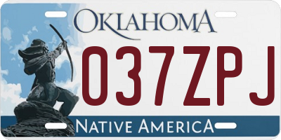 OK license plate 037ZPJ