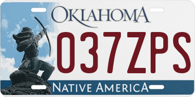 OK license plate 037ZPS