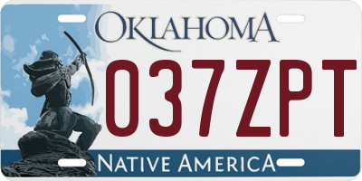OK license plate 037ZPT