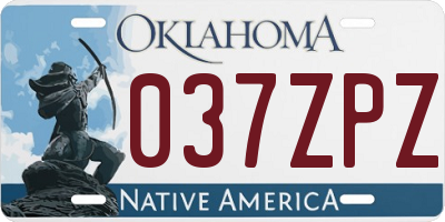 OK license plate 037ZPZ
