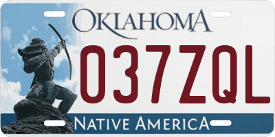 OK license plate 037ZQL