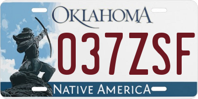 OK license plate 037ZSF