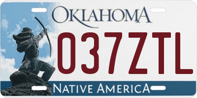 OK license plate 037ZTL
