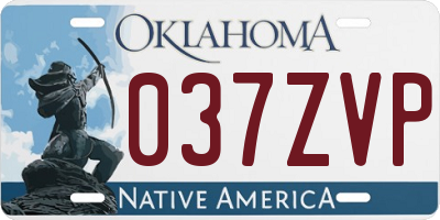 OK license plate 037ZVP