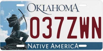 OK license plate 037ZWN