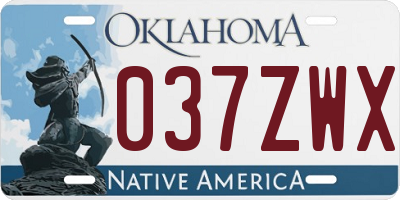 OK license plate 037ZWX