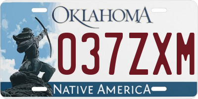 OK license plate 037ZXM