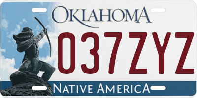 OK license plate 037ZYZ