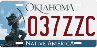 OK license plate 037ZZC