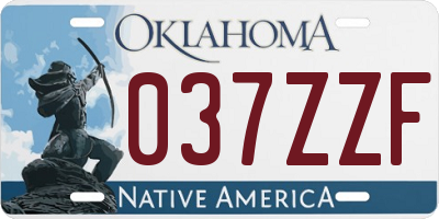 OK license plate 037ZZF