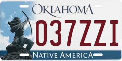 OK license plate 037ZZI