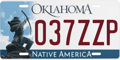 OK license plate 037ZZP