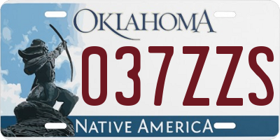 OK license plate 037ZZS