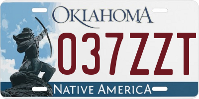 OK license plate 037ZZT