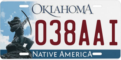 OK license plate 038AAI