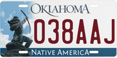 OK license plate 038AAJ