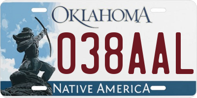 OK license plate 038AAL