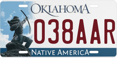 OK license plate 038AAR