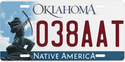 OK license plate 038AAT