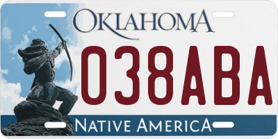 OK license plate 038ABA