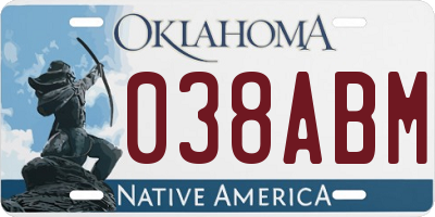 OK license plate 038ABM