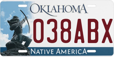 OK license plate 038ABX