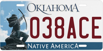 OK license plate 038ACE