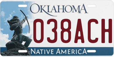 OK license plate 038ACH