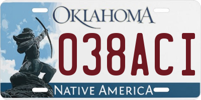 OK license plate 038ACI