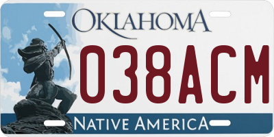 OK license plate 038ACM