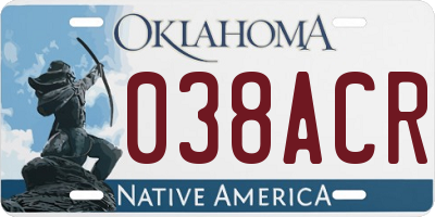 OK license plate 038ACR