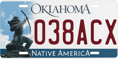 OK license plate 038ACX