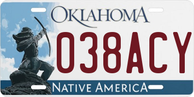 OK license plate 038ACY