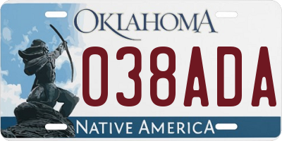 OK license plate 038ADA