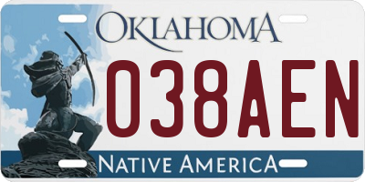 OK license plate 038AEN