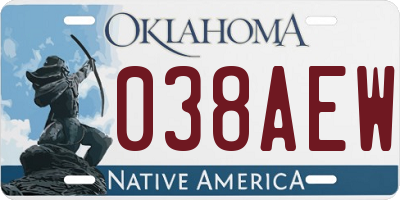 OK license plate 038AEW