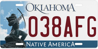 OK license plate 038AFG