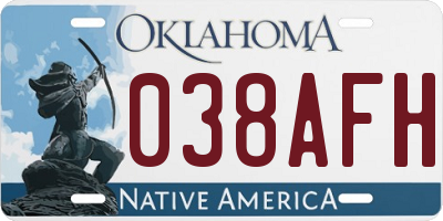 OK license plate 038AFH