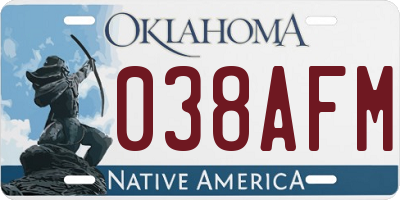 OK license plate 038AFM